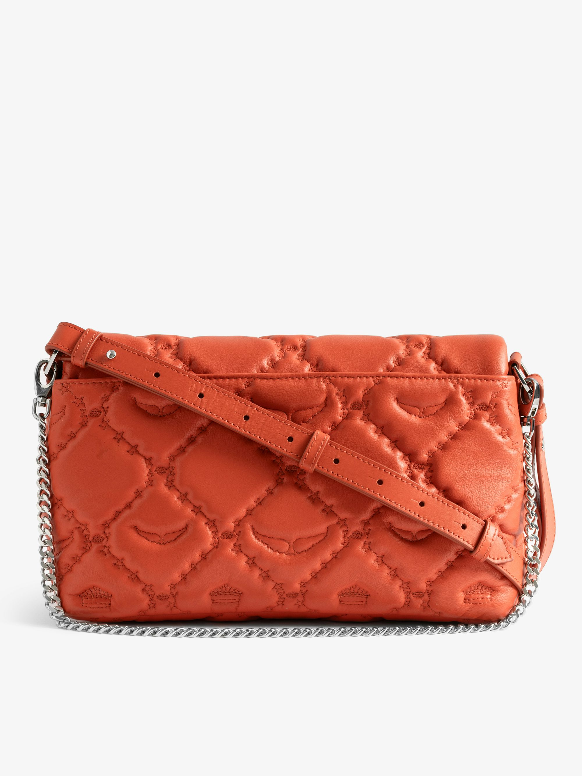 Rocky II Quilted Monogram Bag - Smooth quilted leather bag with monogram shoulder strap, chain, and signature wings.